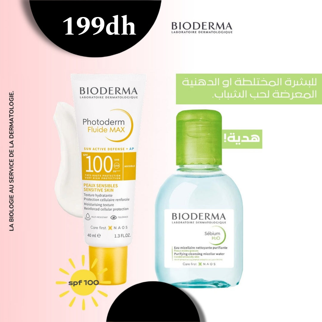 PHOTODERM BIODERMA FLUIDE MAX INVISIBLE SPF100 40ML = SÉBIUM H2O OFFERT